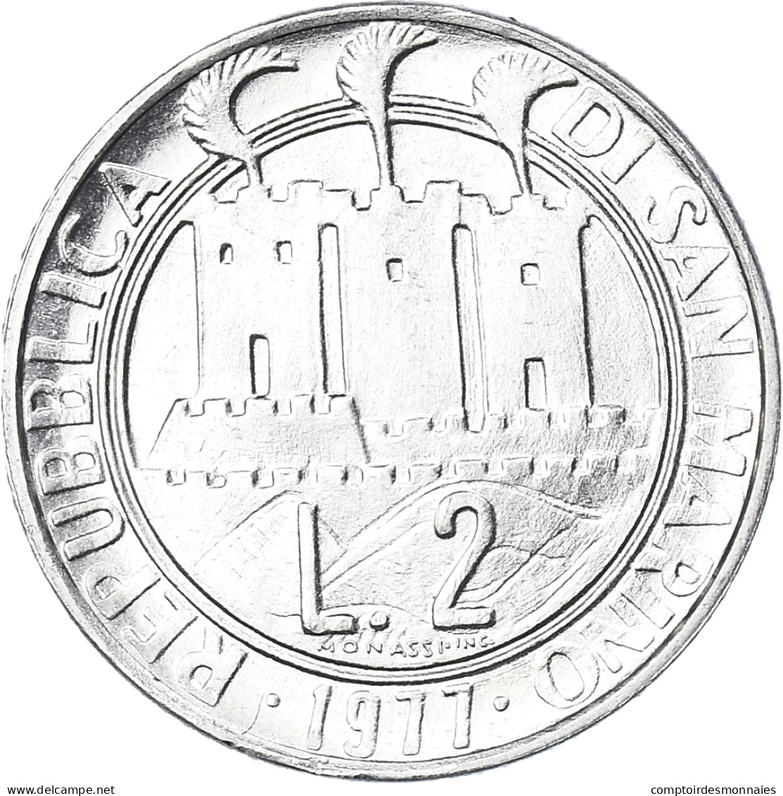 Monnaie, Saint Marin , 2 Lire, 1977, Rome, FDC, FDC, Aluminium, KM:64 - San Marino