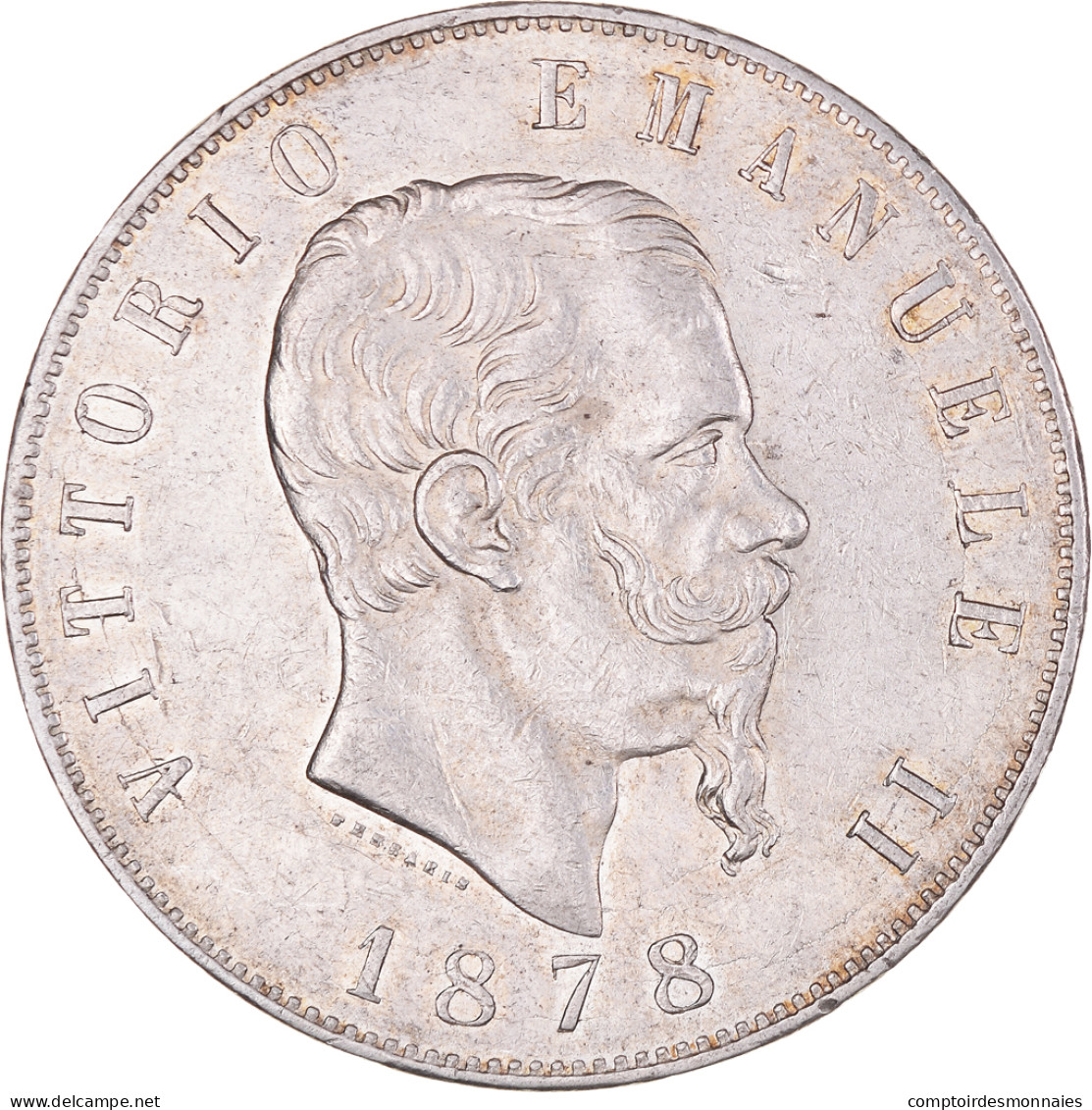 Monnaie, Italie, Vittorio Emanuele II, 5 Lire, 1878, Rome, SUP, Argent, KM:8.4 - 1861-1878 : Victor Emmanuel II.