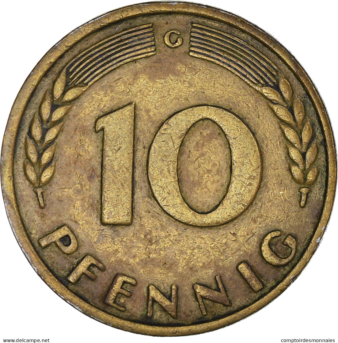 Monnaie, République Fédérale Allemande, 10 Pfennig, 1949, Karlsruhe, TB+ - 10 Pfennig