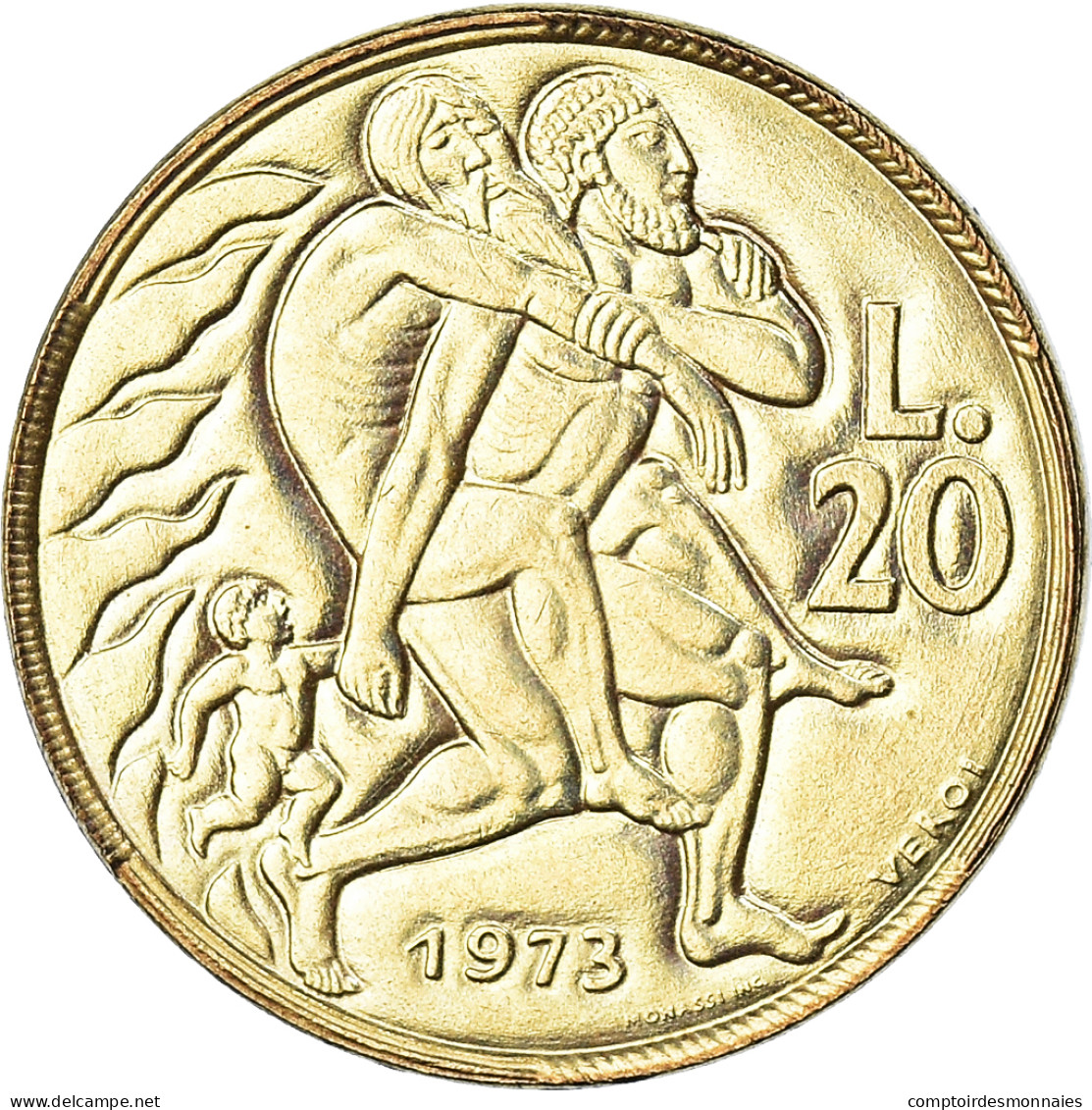 Monnaie, Saint Marin , 20 Lire, 1973, FDC, FDC, Bronze-Aluminium, KM:26 - Saint-Marin
