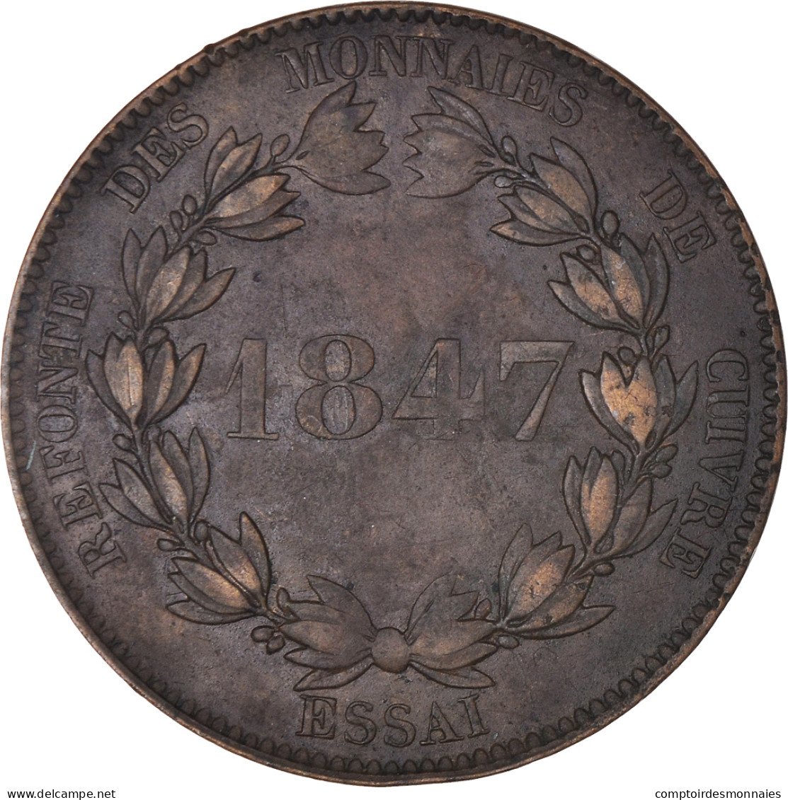 Monnaie, France, Essai Module De 5 Centimes, 1847, Paris, TTB, Bronze - Essais, Piéforts, épreuves & Flans Brunis