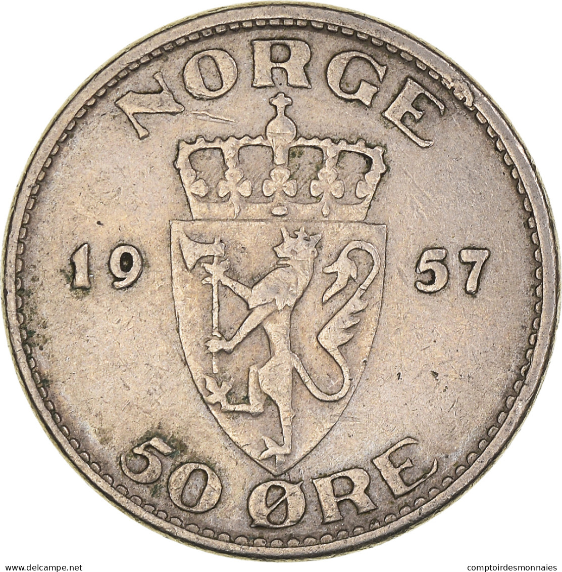 Monnaie, Norvège, Haakon VII, 50 Öre, 1957, TTB, Cupro-nickel, KM:402 - Norway