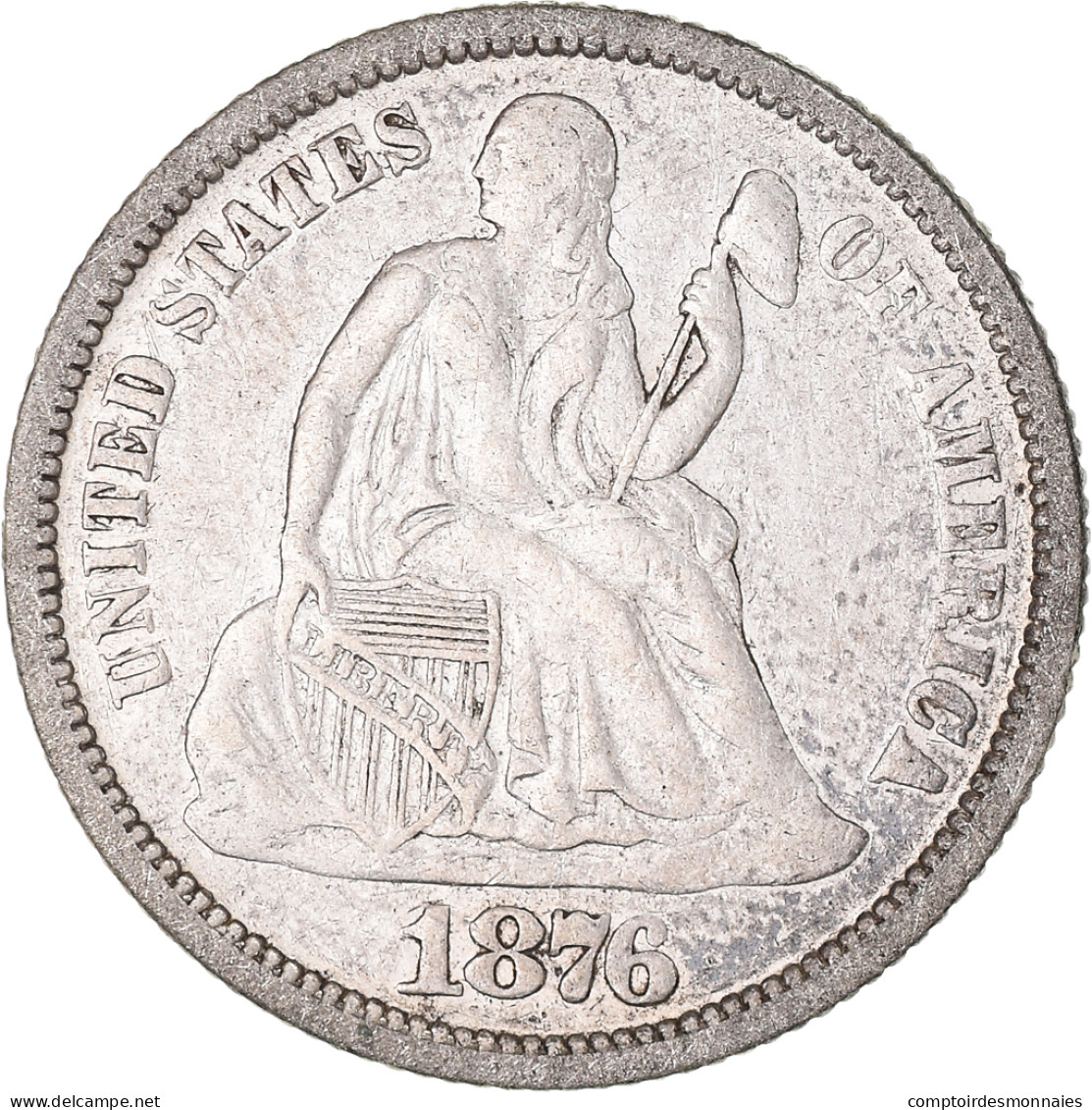 Monnaie, États-Unis, Seated Liberty Dime, Dime, 1876, U.S. Mint, Philadelphie - 1837-1891: Seated Liberty