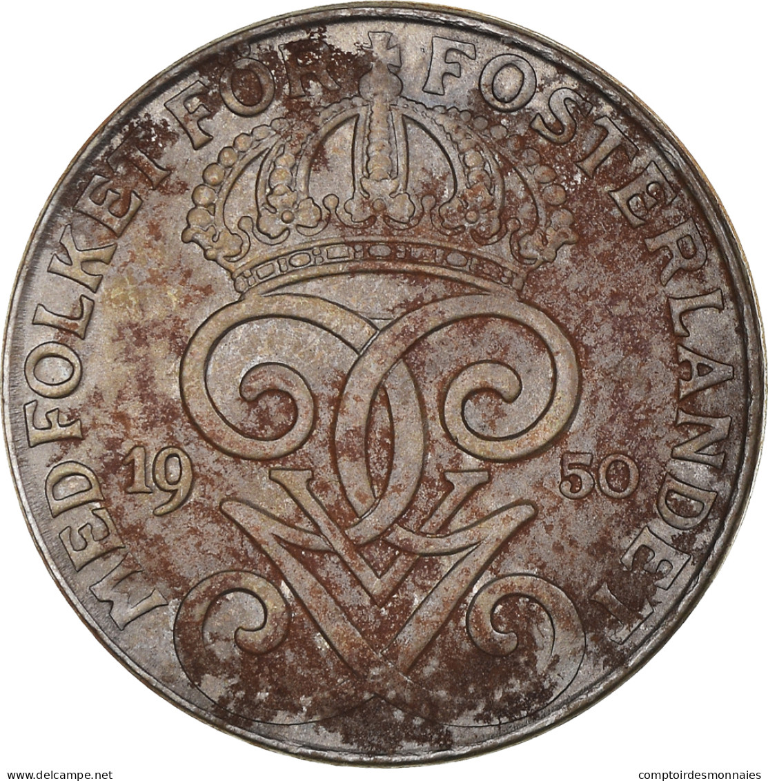 Monnaie, Suède, Gustaf V, 2 Öre, 1950, TB, Iron, KM:811 - Suède