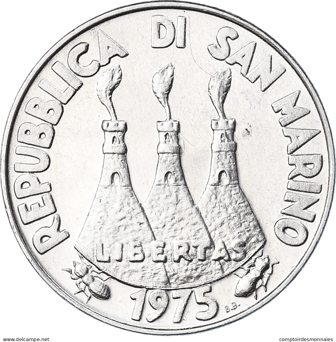 Monnaie, Saint Marin , 10 Lire, 1975, Rome, FDC, FDC, Aluminium, KM:43 - San Marino