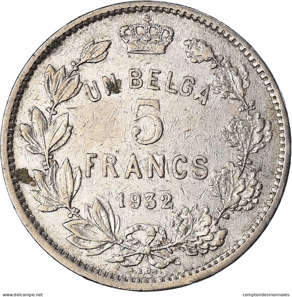 Monnaie, Belgique, Albert I, 5 Francs, 5 Frank, 1932, TTB, Nickel, KM:97.1 - 5 Francs & 1 Belga