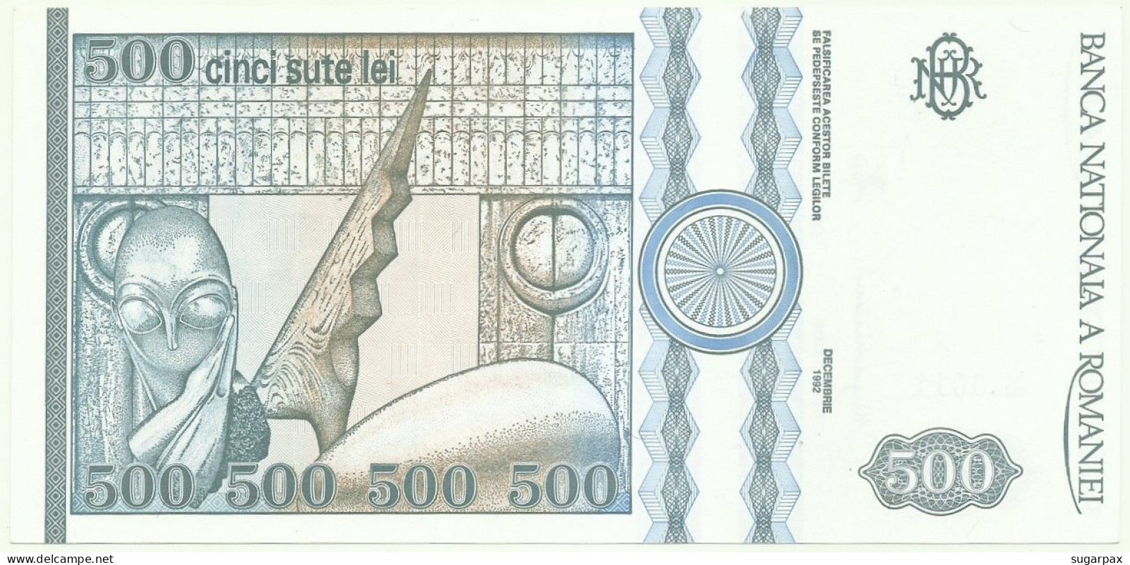 ROMANIA - 500 Lei - 12.1992 - Pick 101.a - Unc. - Série B.0011 - Romania