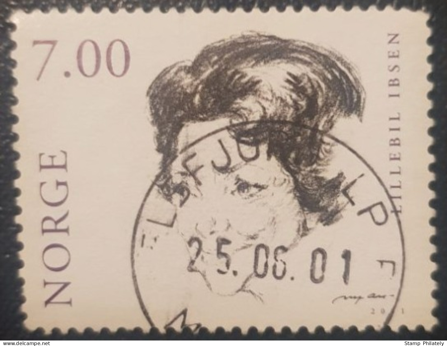 Norway 7Kr Used Postmark Stamp Actors - Usati