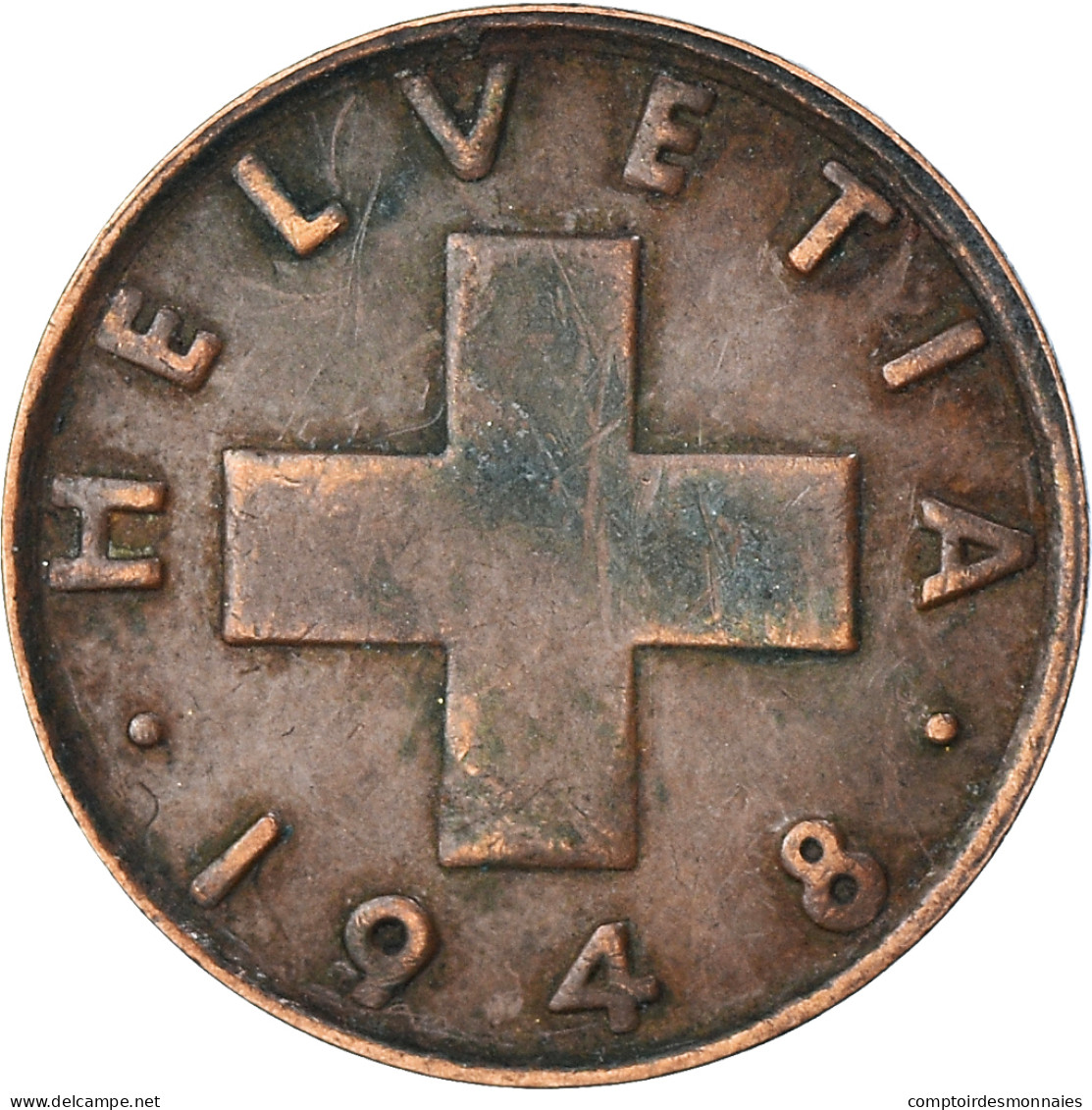 Monnaie, Suisse, 2 Rappen, 1948, Bern, TB+, Bronze, KM:47 - Autres & Non Classés