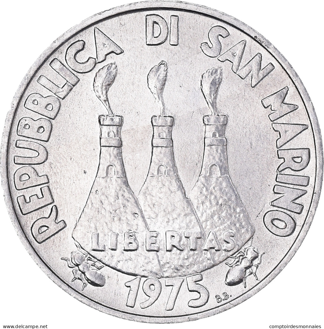 Monnaie, Saint Marin , 5 Lire, 1975, Rome, SPL, Aluminium, KM:42 - Saint-Marin