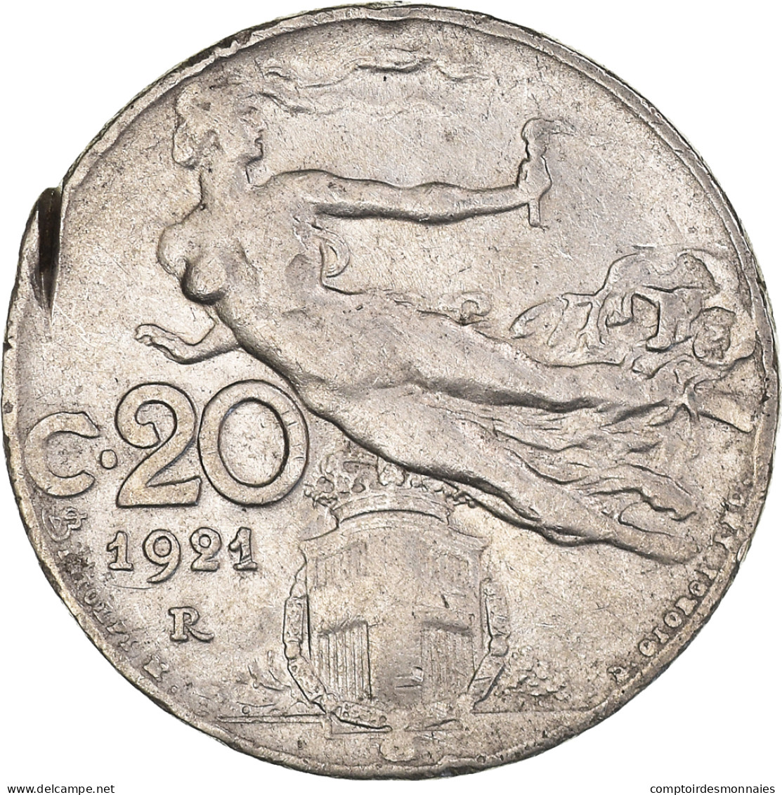 Monnaie, Italie, Vittorio Emanuele III, 20 Centesimi, 1921, Rome, TB, Nickel - Seychellen