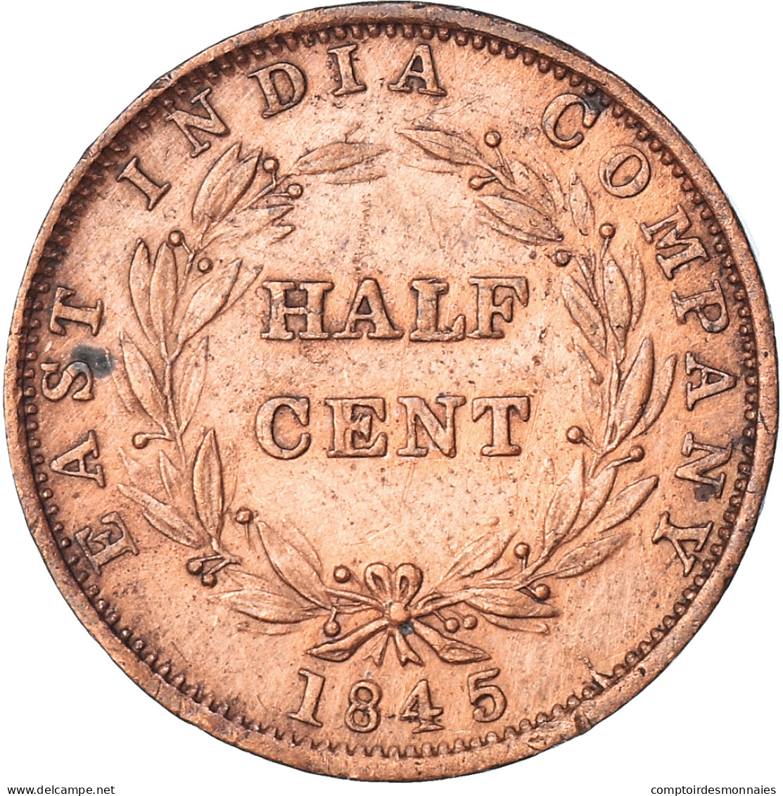 Monnaie, Établissements Des Détroits, 1/2 Cent, 1845, TTB, Cuivre - Malaysie