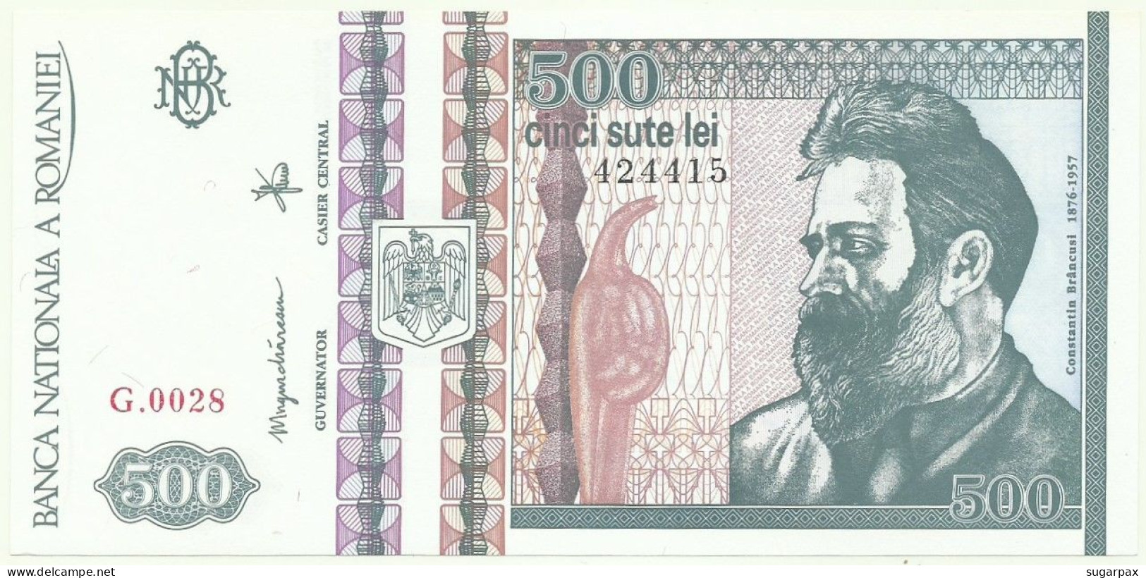 ROMANIA - 500 Lei - 12.1992 - Pick 101.b - Unc. - Série G.0028 - Romania