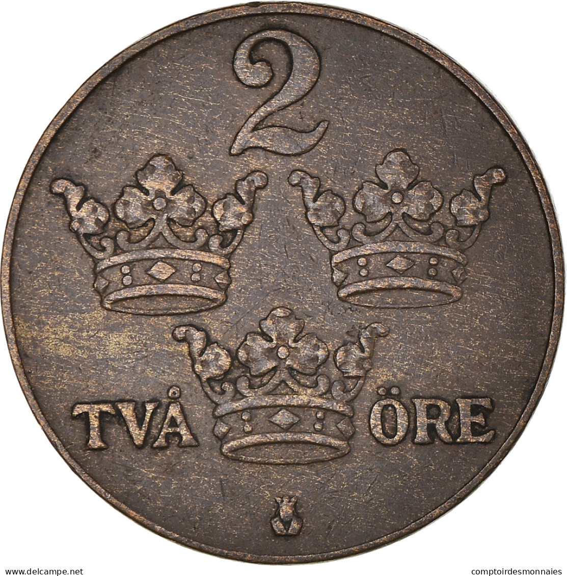 Monnaie, Suède, Gustaf V, 2 Öre, 1938, TTB+, Bronze, KM:778 - Suède