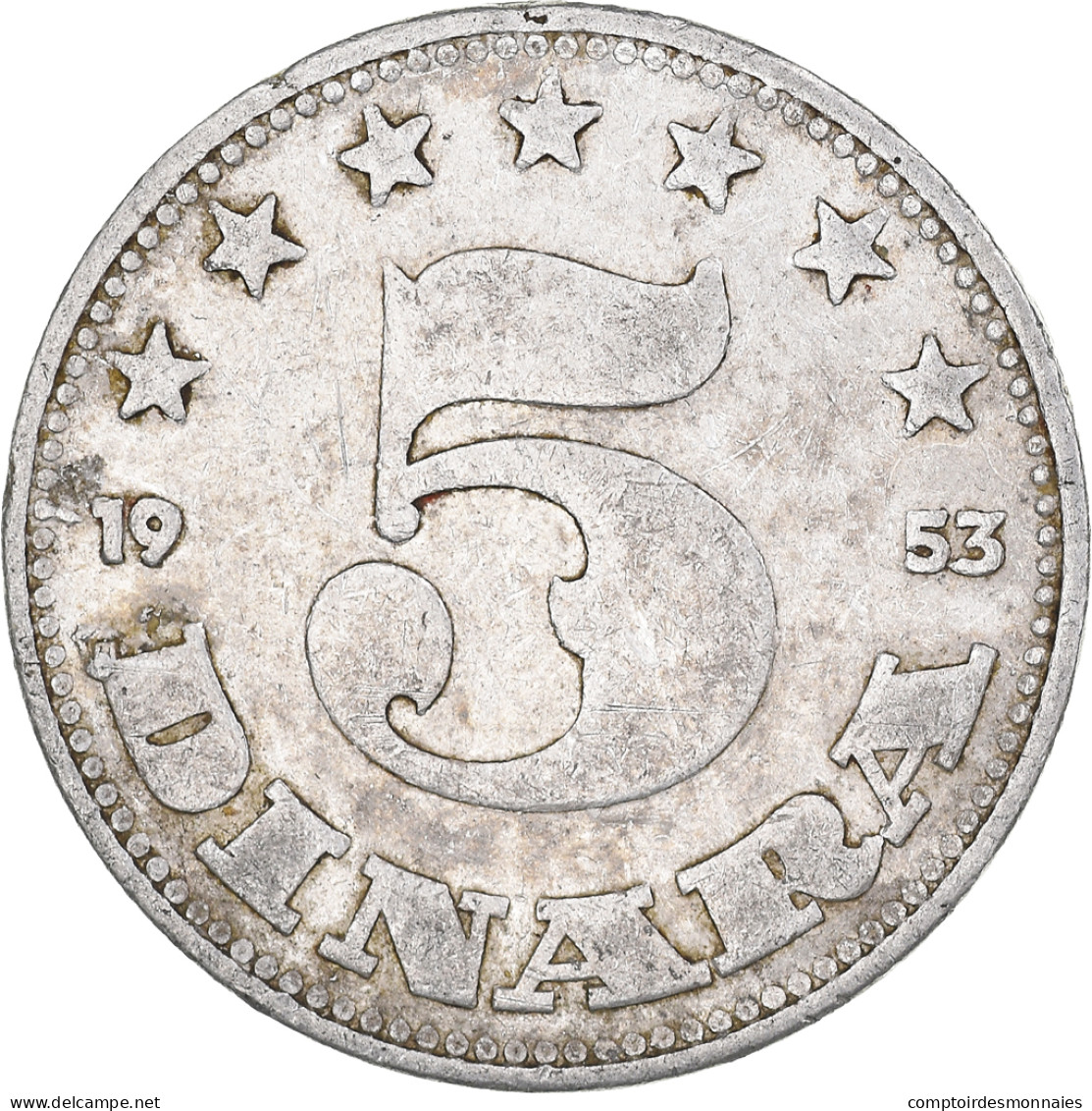 Monnaie, Yougoslavie, 5 Dinara, 1953, TB, Aluminium, KM:32 - Joegoslavië