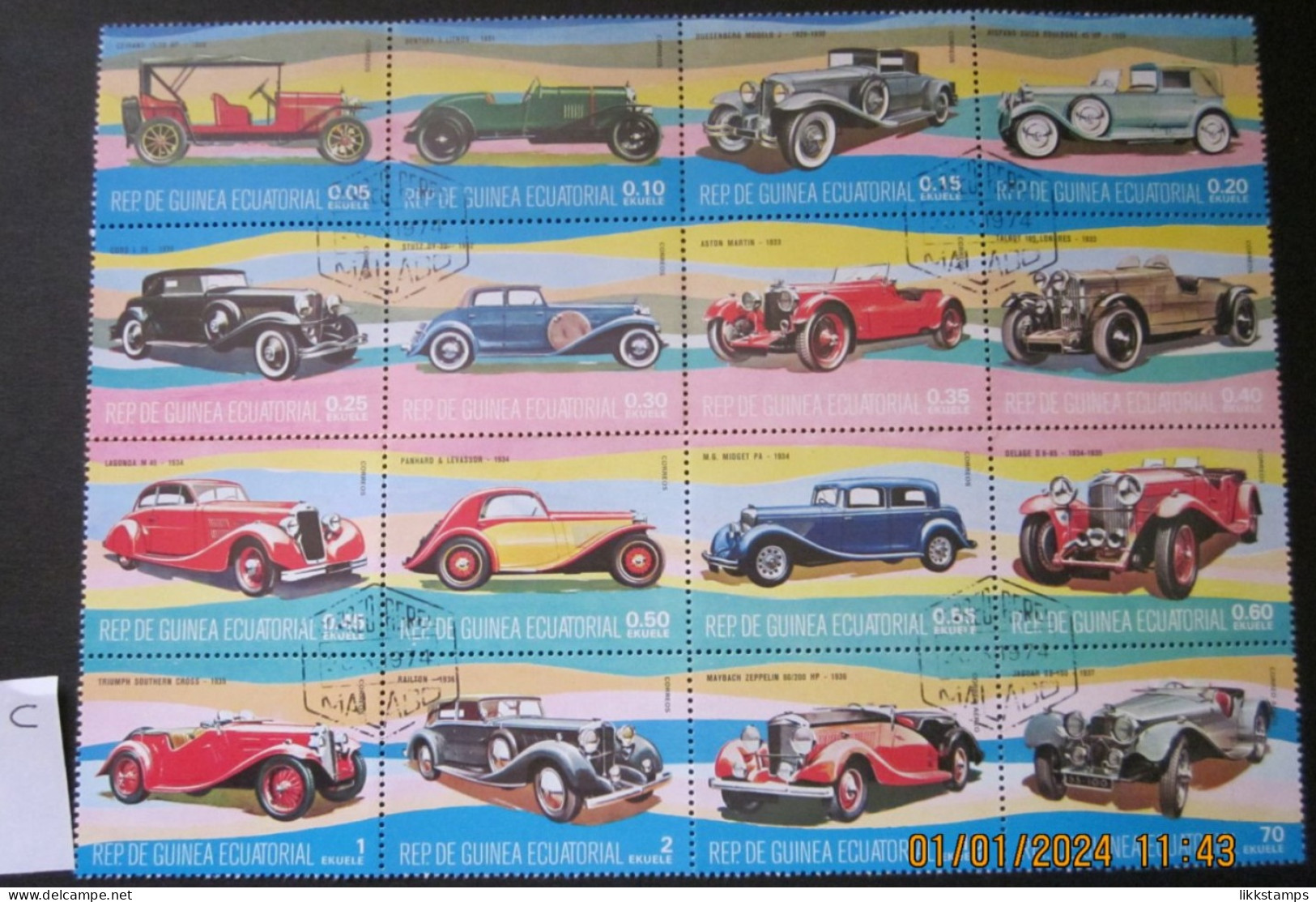 EQUATORIAL GUINEA ~ 6th APRIL 1977 ~ CARS. ~ SET OF 16 ~ 'LOT C' ~ VFU #03241 - Äquatorial-Guinea