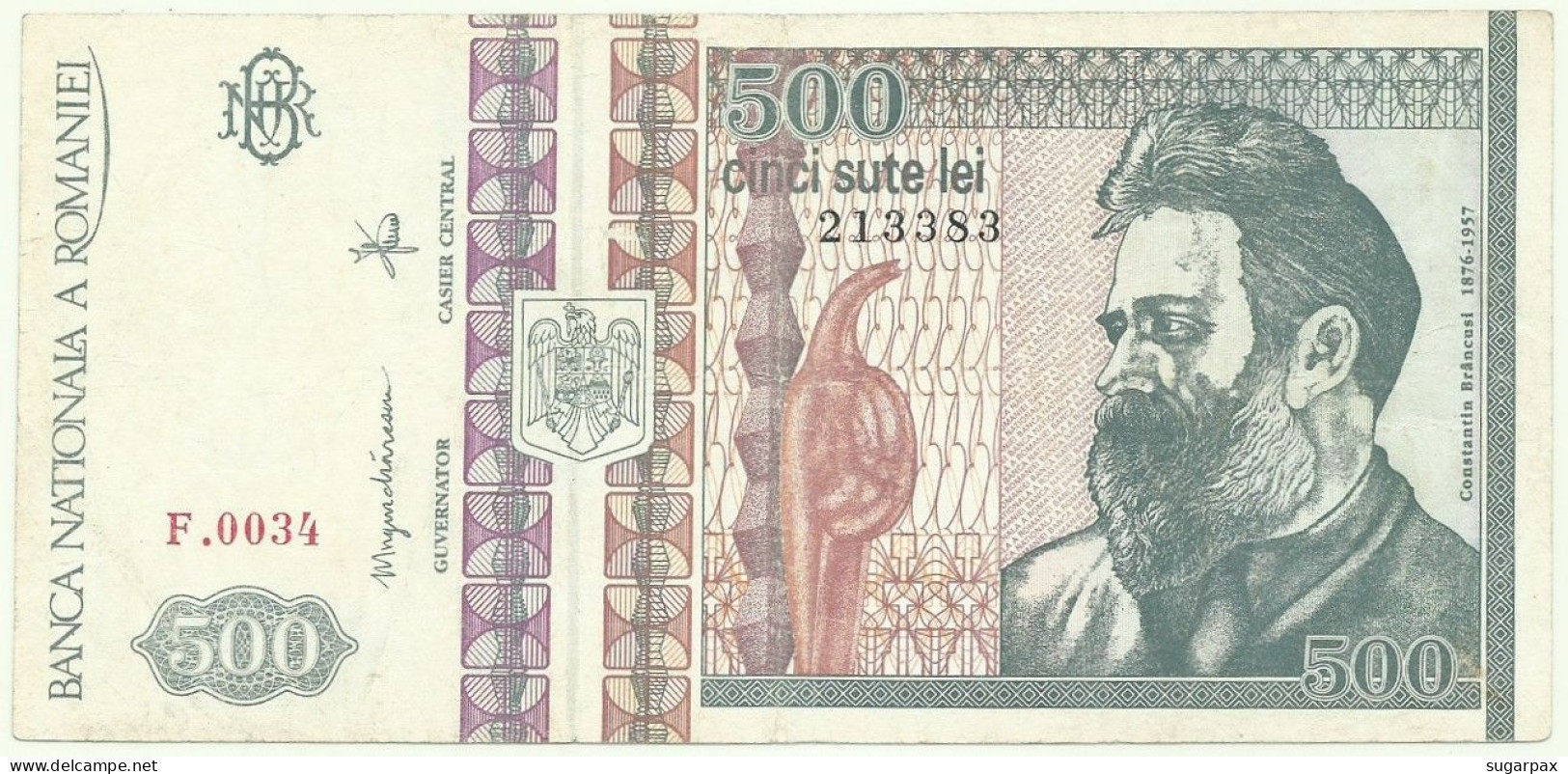 ROMANIA - 500 Lei - 12.1992 - Pick 101.b - Série F.0034 - Romania