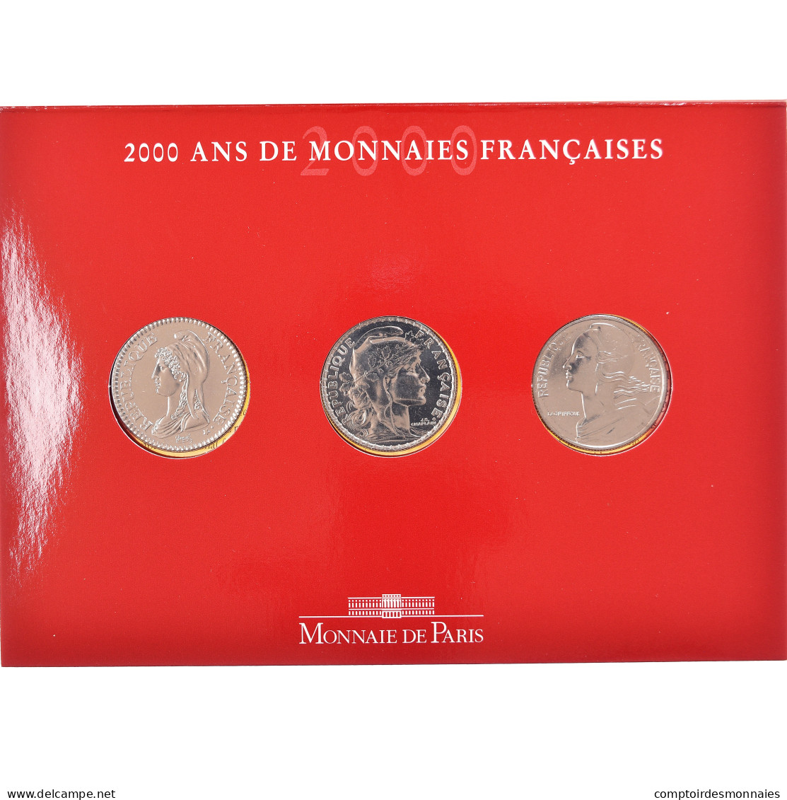 Monnaie, France, Monnaie De Paris, Set 3 Monnaies., 2000, BU, FDC, Cupro Nickel - Herdenking