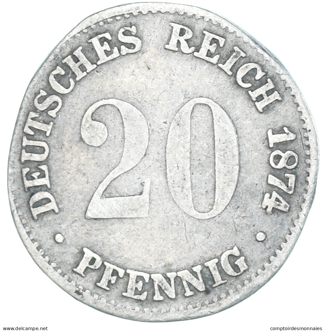Monnaie, Empire Allemand, Wilhelm I, 20 Pfennig, 1874, Hannover, TB+, Argent - 20 Pfennig