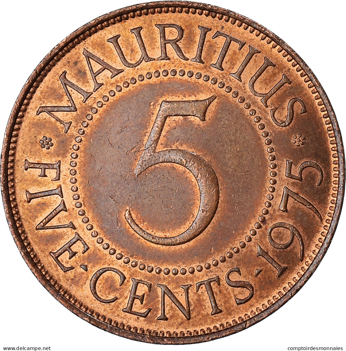 Monnaie, Maurice, Elizabeth II, 5 Cents, 1975, TTB+, Bronze, KM:34 - Mauritius