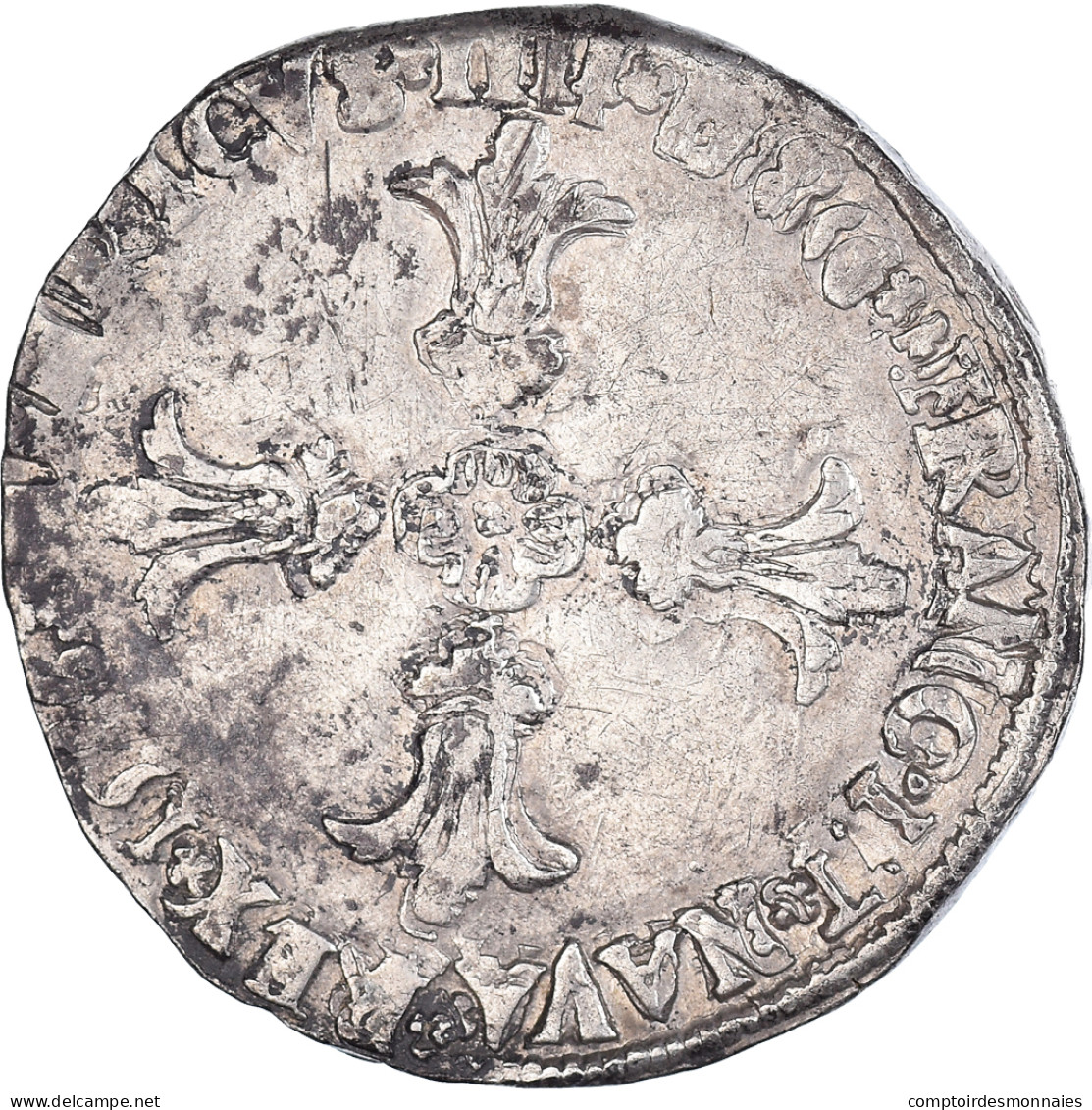 Monnaie, France, Henri IV, 1/4 Ecu, 15[??], Bordeaux, TTB, Argent, Duplessy:1224 - 1589-1610 Henri IV Le Vert-Galant