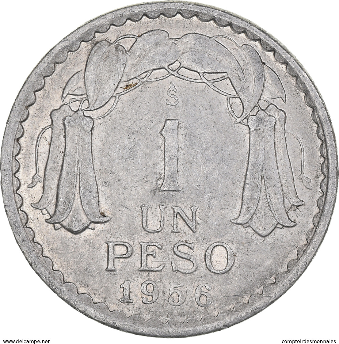 Monnaie, Chili, Peso, 1956, TTB, Aluminium, KM:179a - Chili