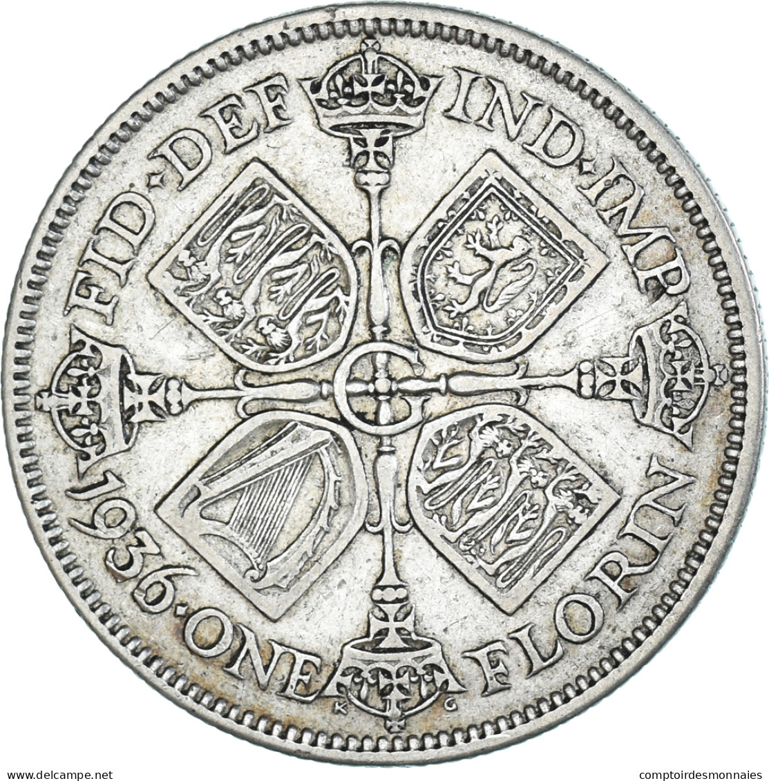 Monnaie, Grande-Bretagne, George V, Florin, Two Shillings, 1936, TTB, Argent - J. 1 Florin / 2 Shillings
