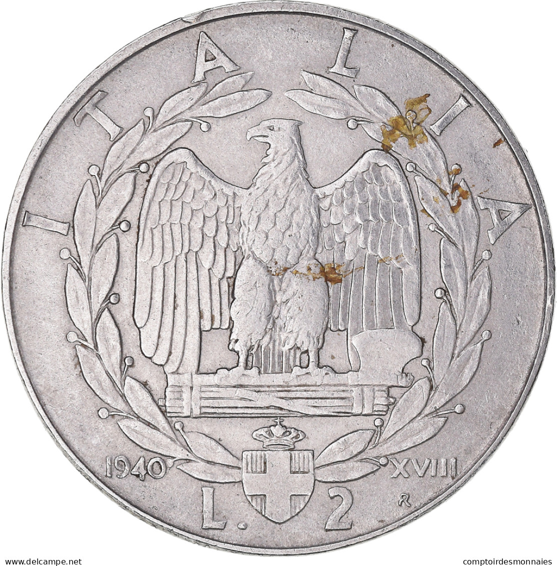 Monnaie, Italie, Vittorio Emanuele III, 2 Lire, 1940, Rome, TB+, Acier - 1900-1946 : Victor Emmanuel III & Umberto II