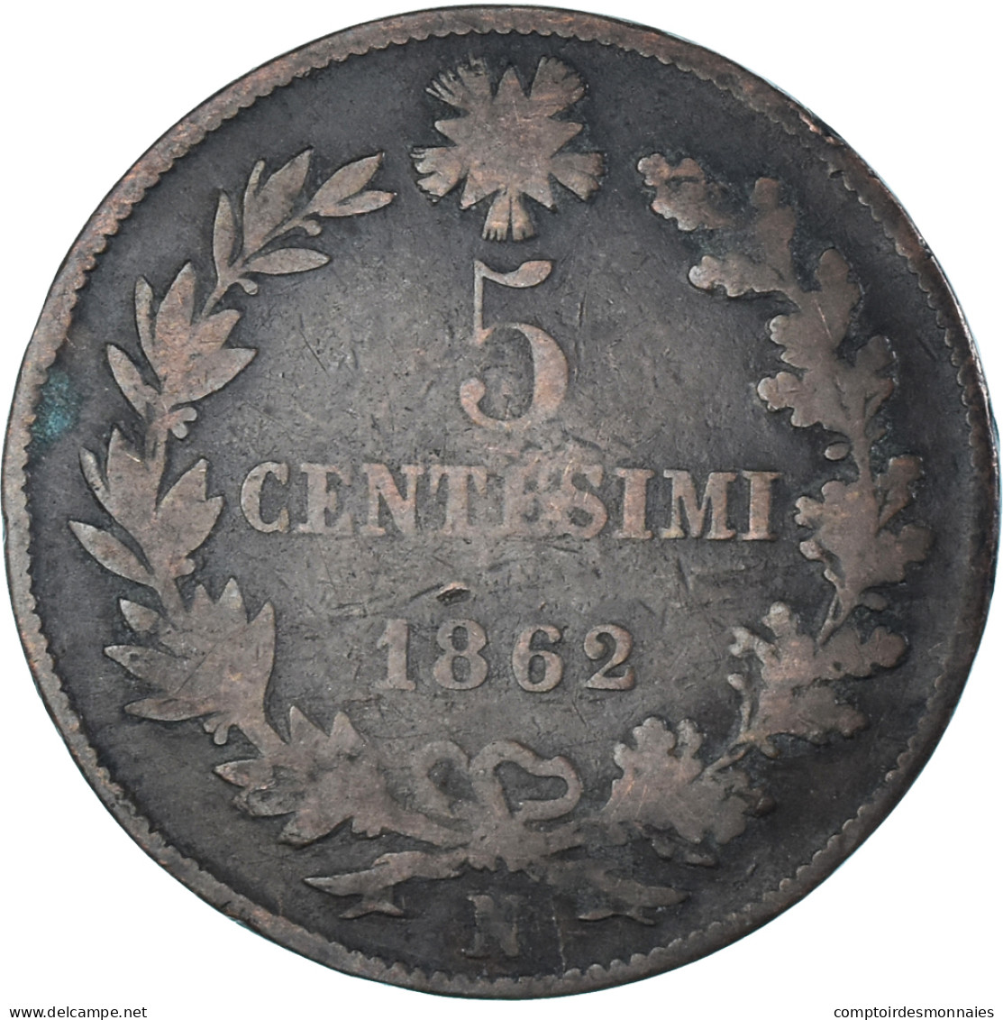 Monnaie, Italie, Vittorio Emanuele II, 5 Centesimi, 1862, Naples, TB, Cuivre - 1861-1878 : Victor Emmanuel II.