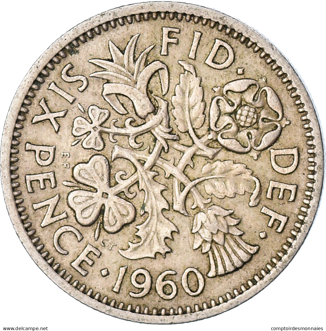 Monnaie, Grande-Bretagne, Elizabeth II, 6 Pence, 1960, TB+, Cupro-nickel, KM:903 - H. 6 Pence