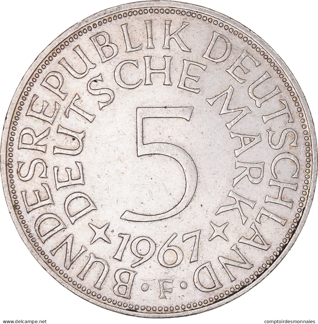 Monnaie, République Fédérale Allemande, 5 Mark, 1967, Stuttgart, TTB, Argent - 5 Mark
