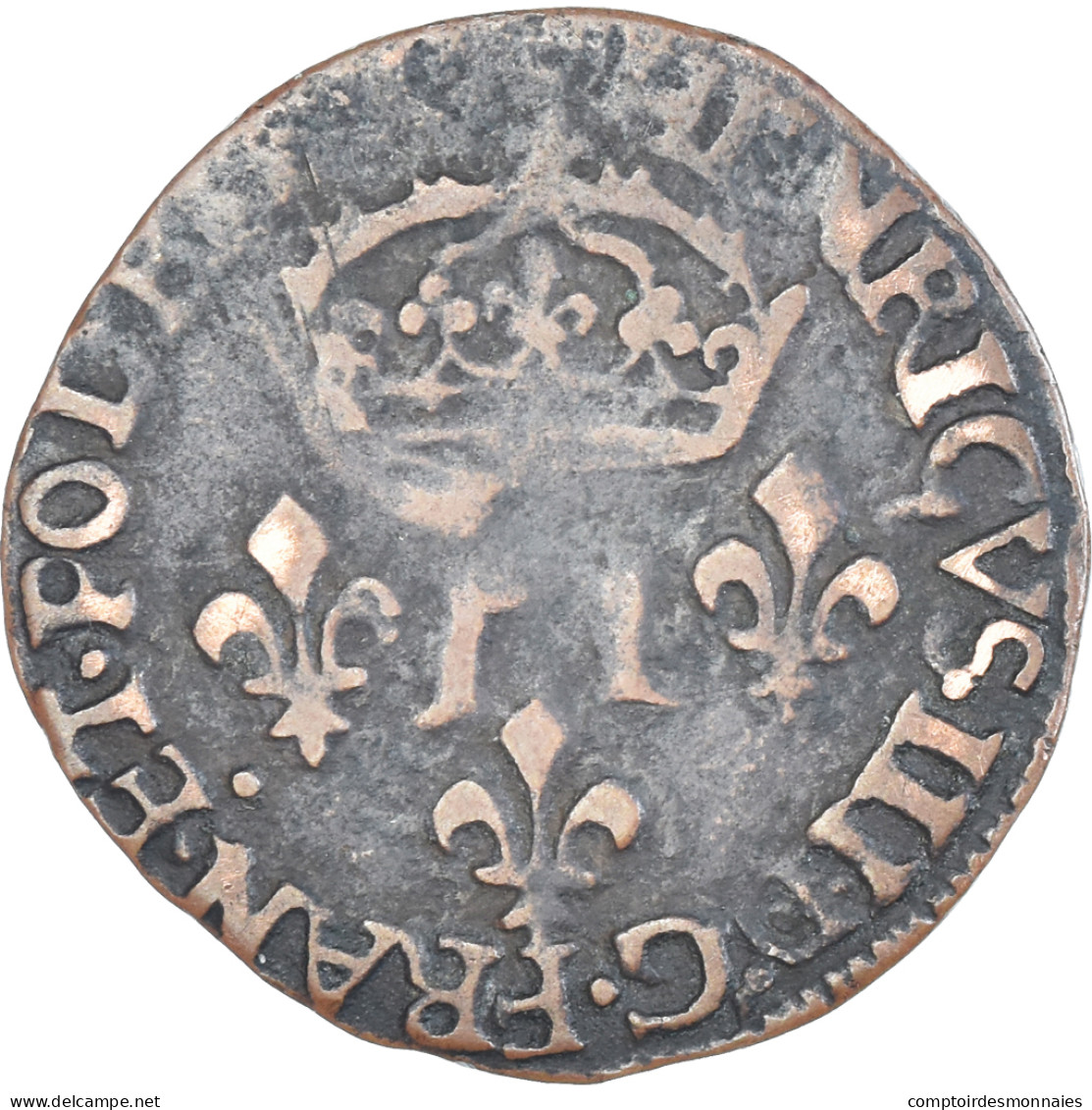 Monnaie, France, Henri III, Double Sol Parisis, 1585, Amiens, Faux D'Epoque - 1574-1589 Heinrich III.