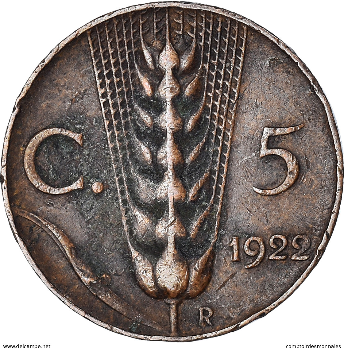 Monnaie, Italie, 5 Centesimi, 1922 - 1900-1946 : Victor Emmanuel III & Umberto II