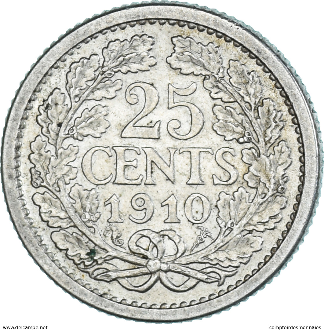 Monnaie, Pays-Bas, Wilhelmina I, 25 Cents, 1910, Utrecht, TTB+, Argent, KM:146 - 25 Centavos