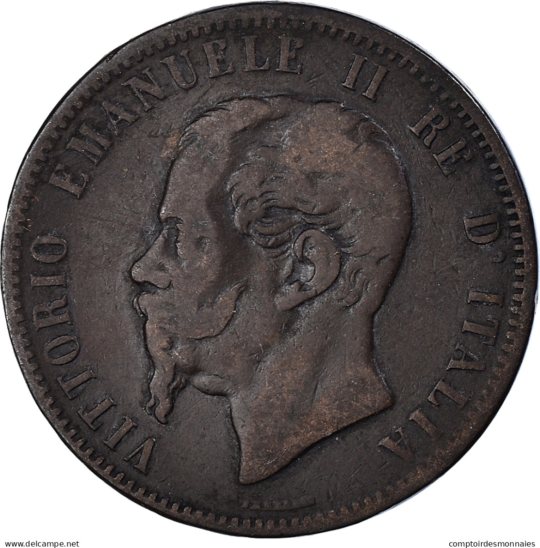 Monnaie, Italie, Vittorio Emanuele II, 10 Centesimi, 1866, Naples, TB+, Cuivre - 1861-1878 : Víctor Emmanuel II