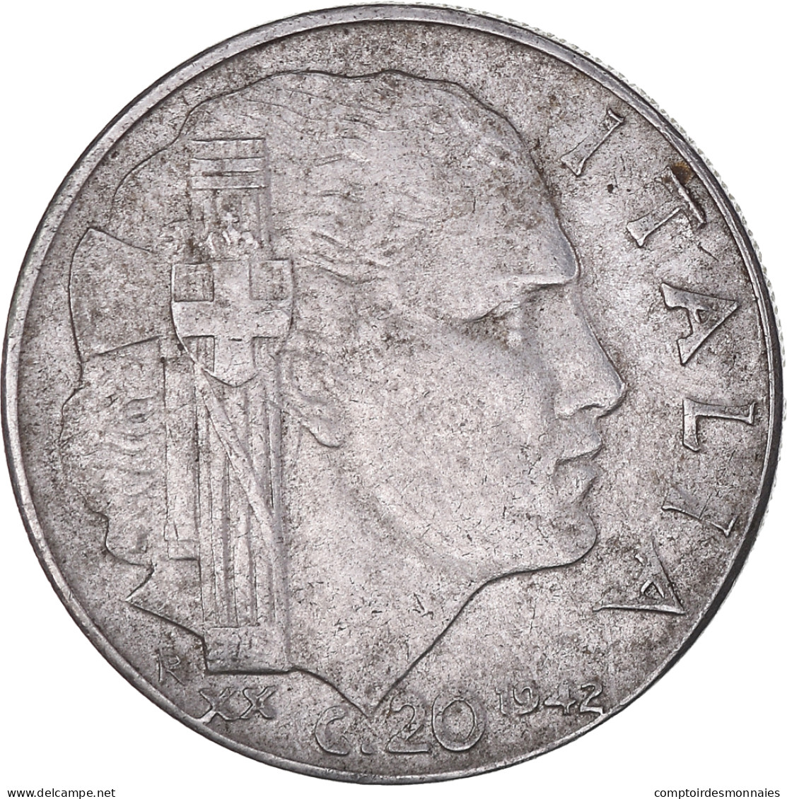 Monnaie, Italie, 20 Centesimi, 1942, Rome, TB+, Acmonital (ferritique), KM:75b - 1900-1946 : Victor Emmanuel III & Umberto II