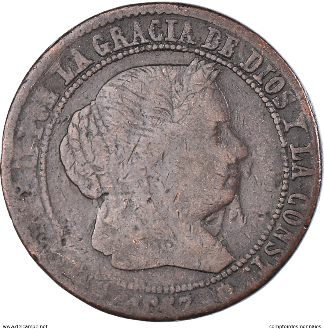 Monnaie, Espagne, Isabel II, 2-1/2 Centimos, 1867, Madrid, TB, Cuivre, KM:634.1 - Eerste Muntslagen