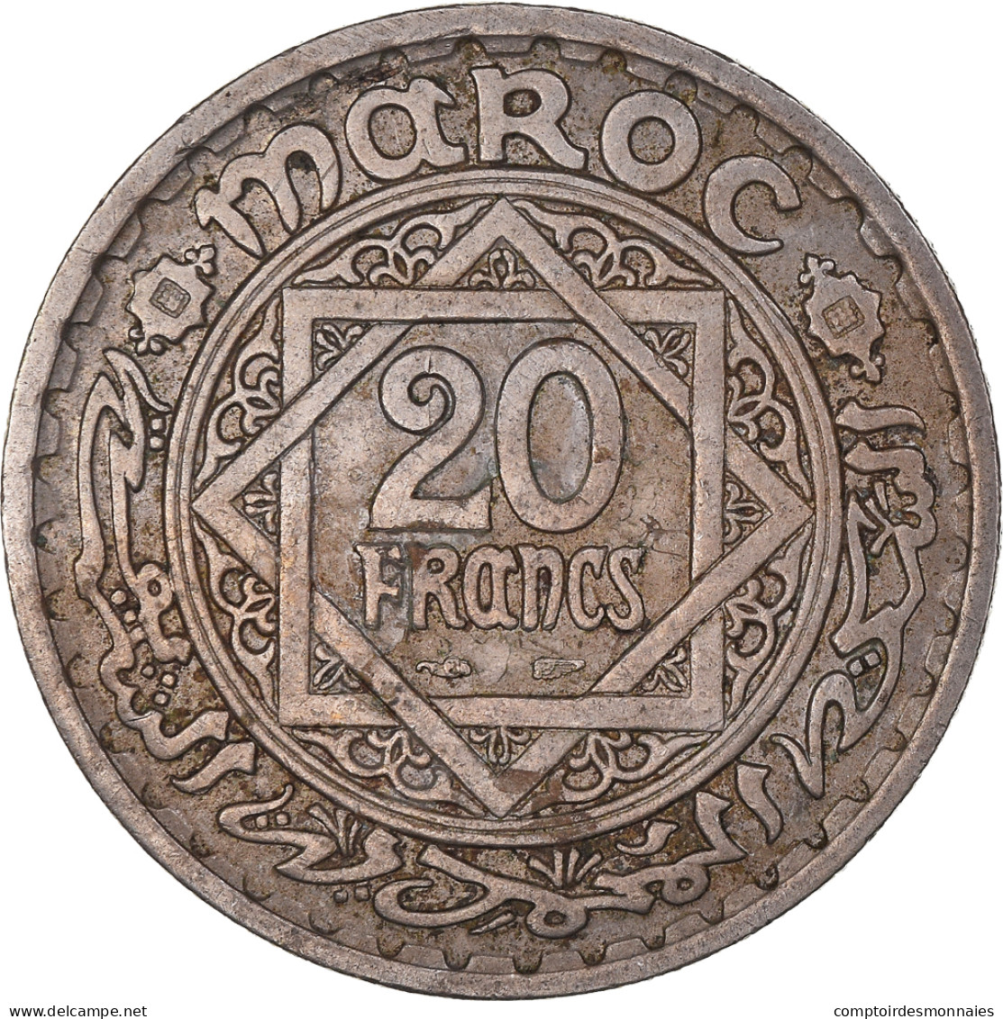 Monnaie, Maroc, Mohammed V, 20 Francs, AH 1366/1946, Paris, TB+, Cupro-nickel - Maroc