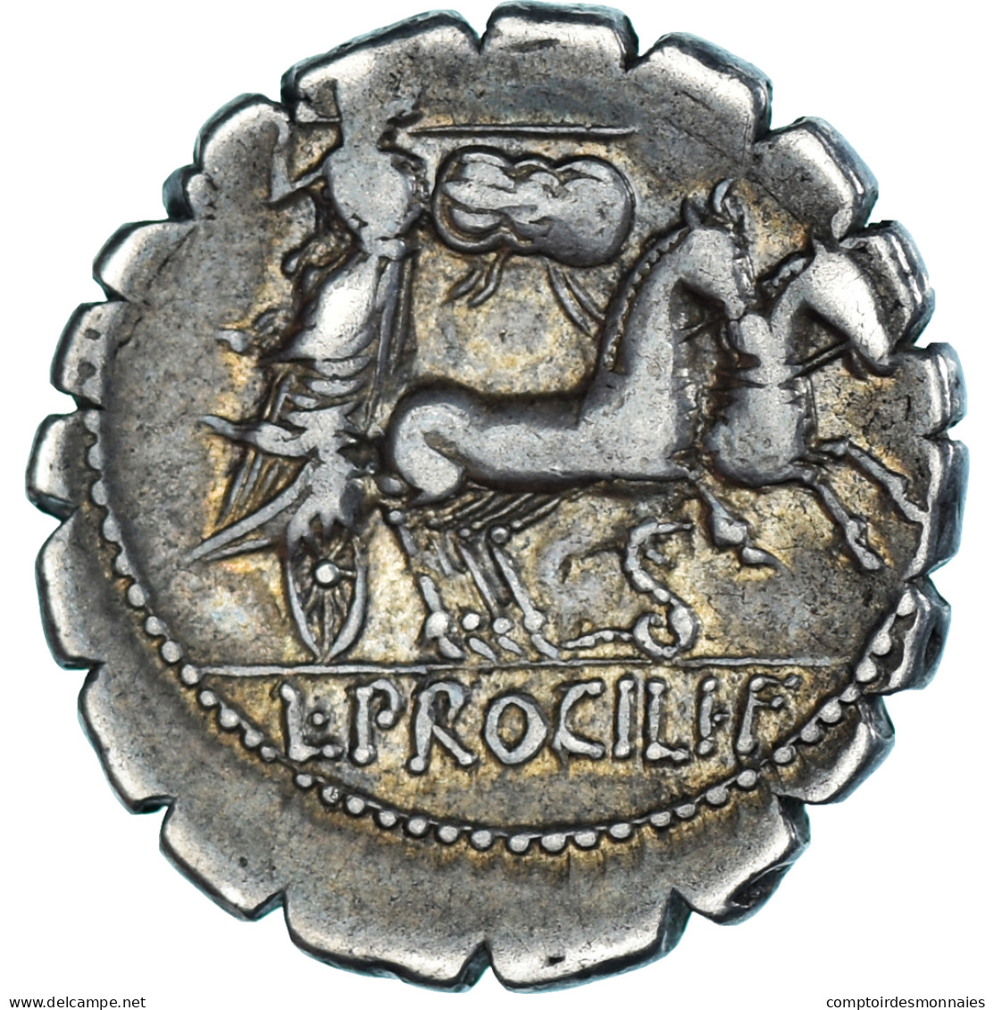 Monnaie, Procilia, Denier Serratus, 80 BC, Rome, TTB, Argent, Crawford:379/2 - République (-280 à -27)