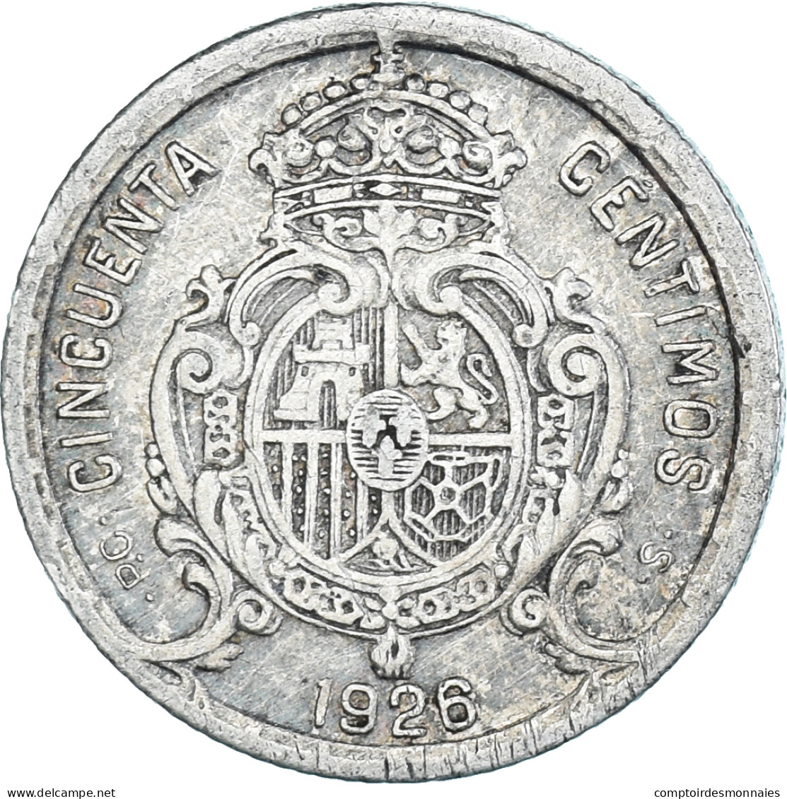 Monnaie, Espagne, Alfonso XIII, 50 Centimos, 1926, Madrid, TTB+, Argent, KM:741 - Primi Conii