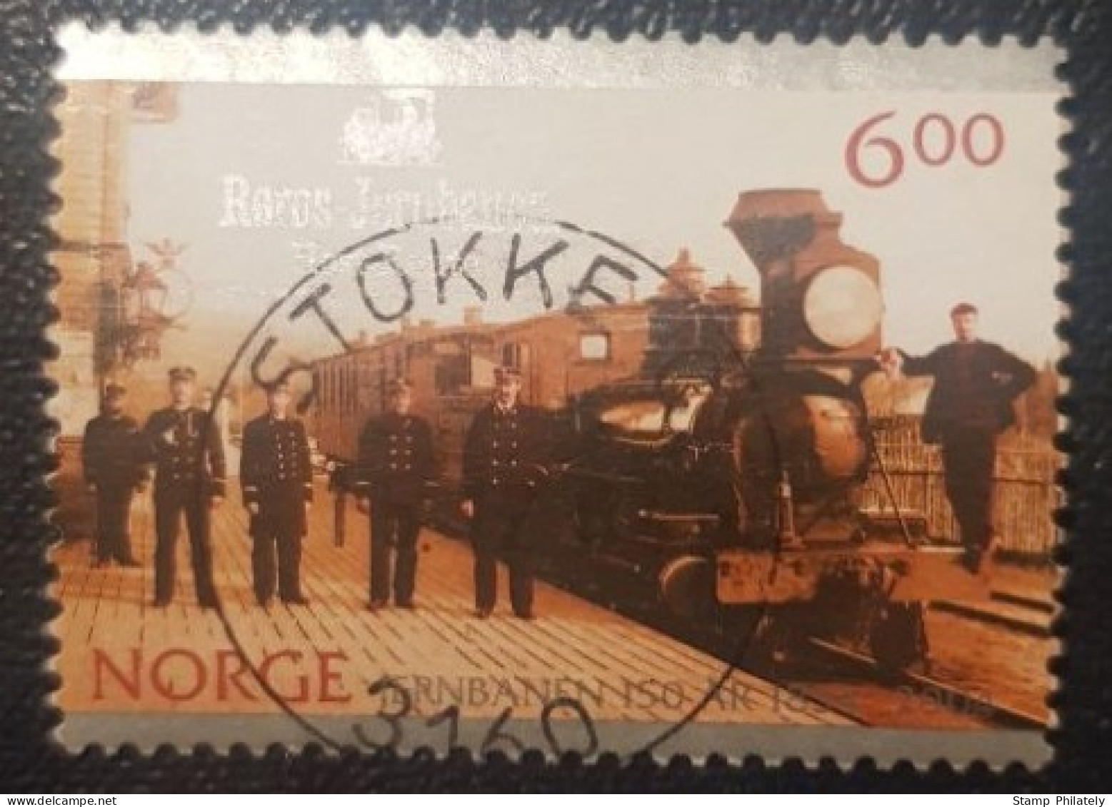 Norway 6Kr Used Postmark Stamp Railway Stokke Cancel - Oblitérés