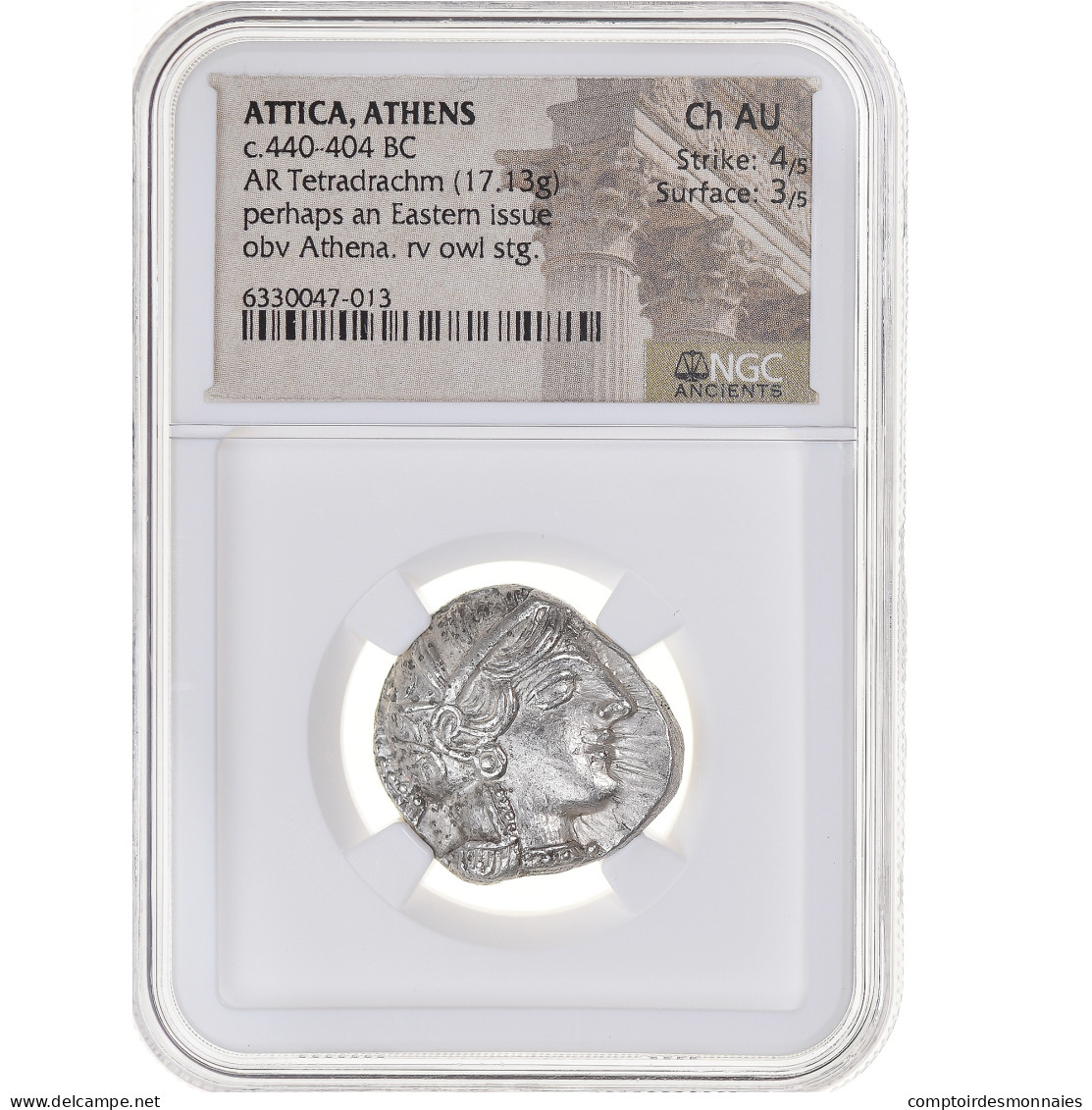 Monnaie, Attique, Tétradrachme, Ca. 440-404 BC, Athènes, Gradée, NGC, Ch AU - Grecques