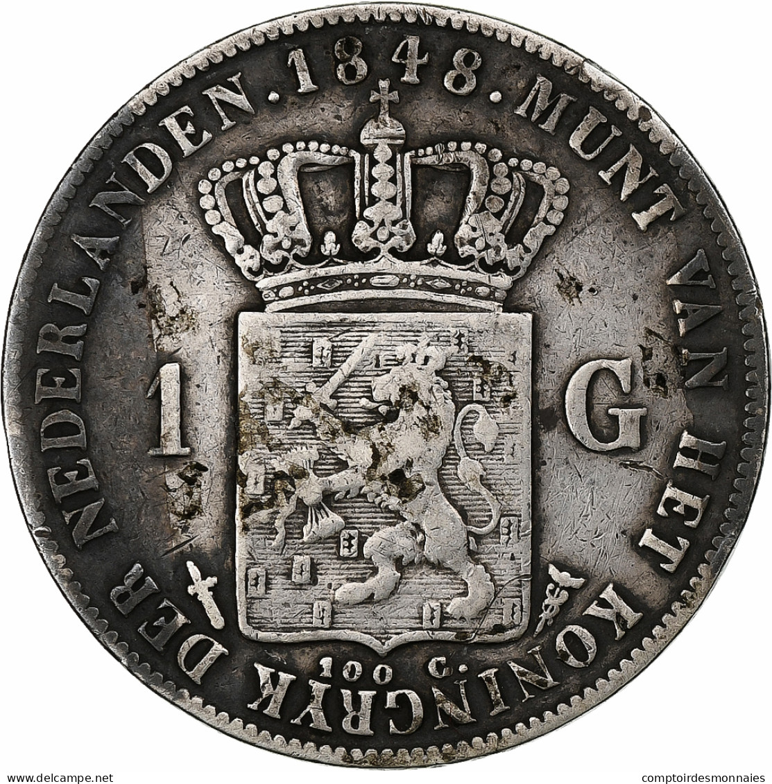 Pays-Bas, William II, Gulden, 1848, Argent, TB+, KM:66 - 1840-1849: Willem II