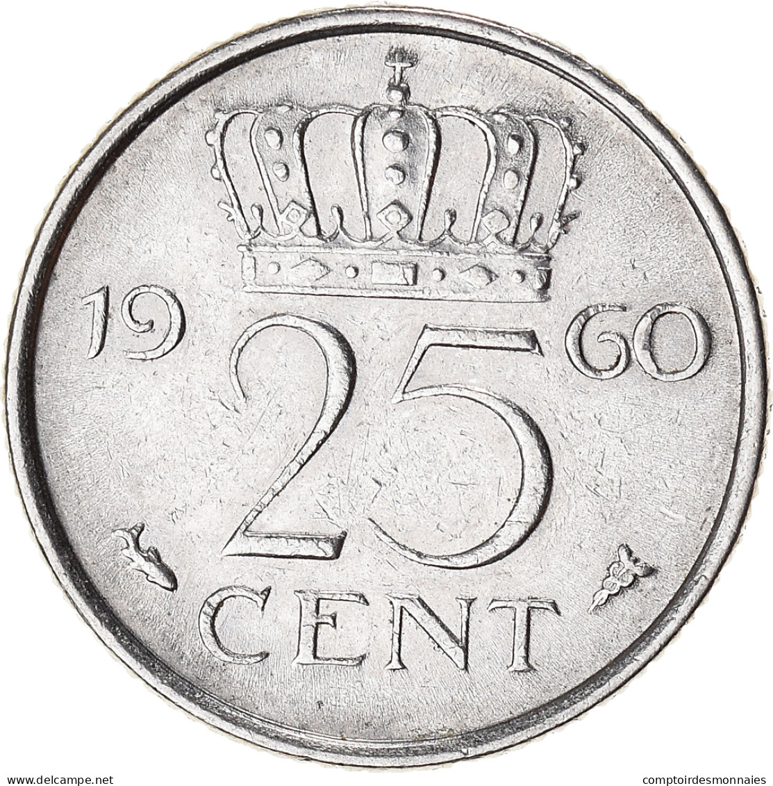 Monnaie, Pays-Bas, 25 Cents, 1960 - 1948-1980 : Juliana