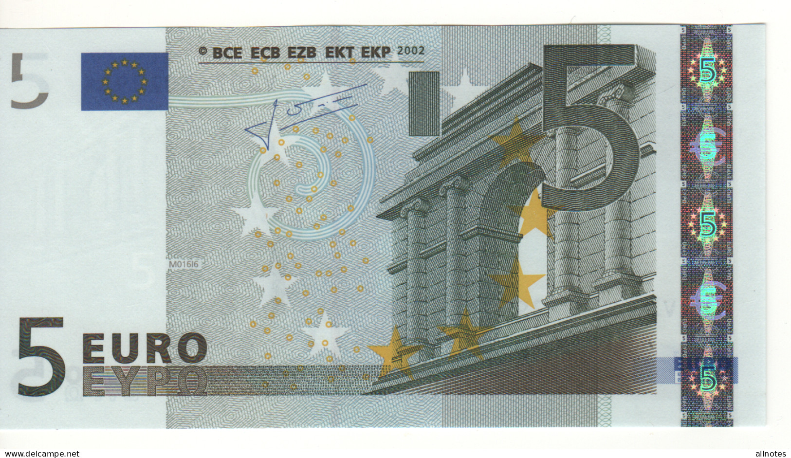 5 EURO  "V"   SPAGNA   Firma Trichet   M 016 I6    /  FDS - UNC - 5 Euro