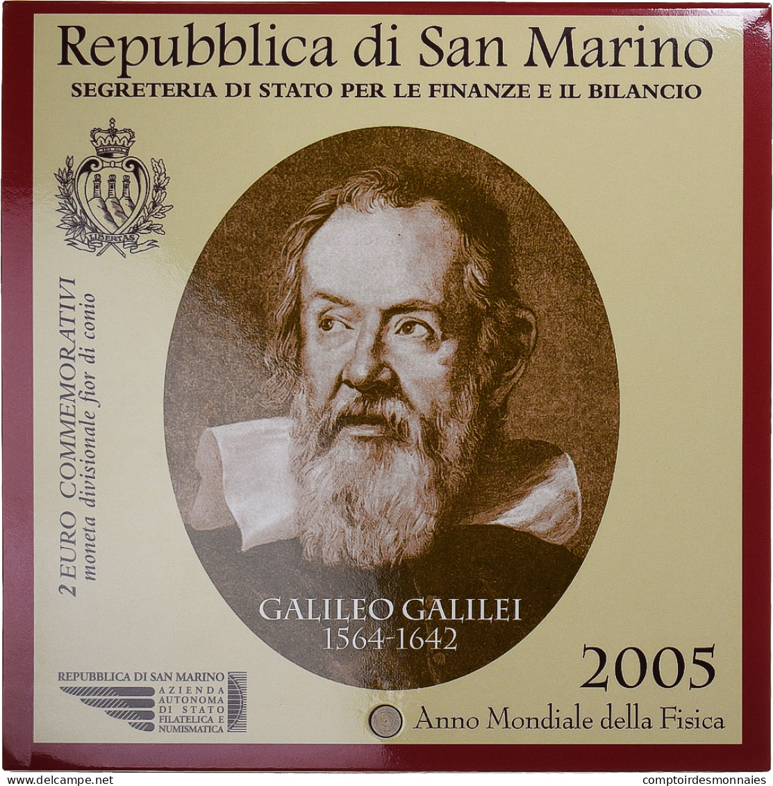 Saint Marin , 2 Euro, Galileo Galilei, 2005, Rome, FDC, Bimétallique, KM:469 - San Marino