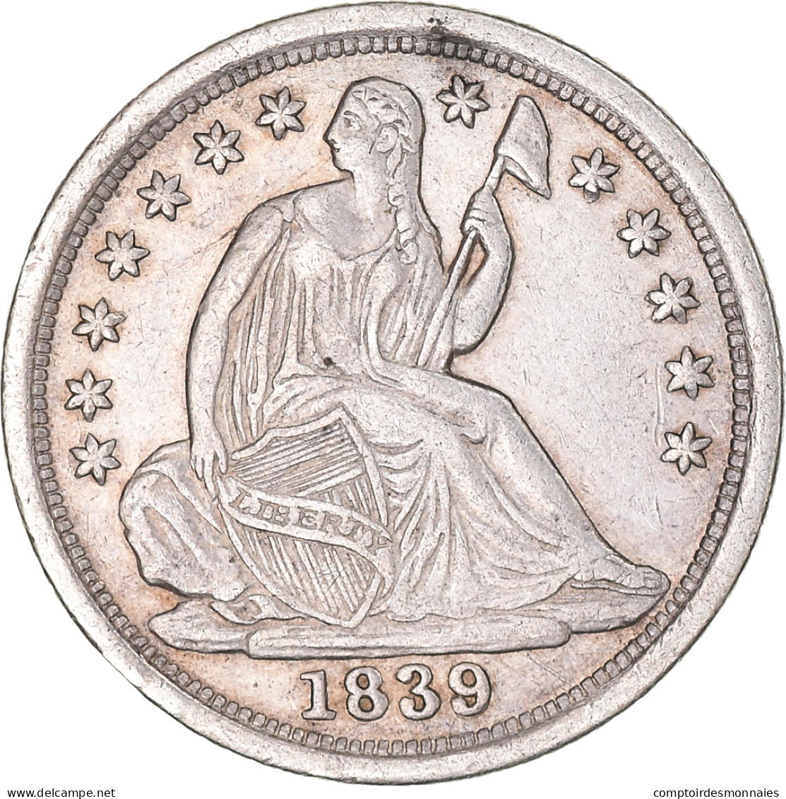 Monnaie, États-Unis, Seated Liberty Half Dime, 1839-O, U.S. Mint, New Orleans - Half Dime