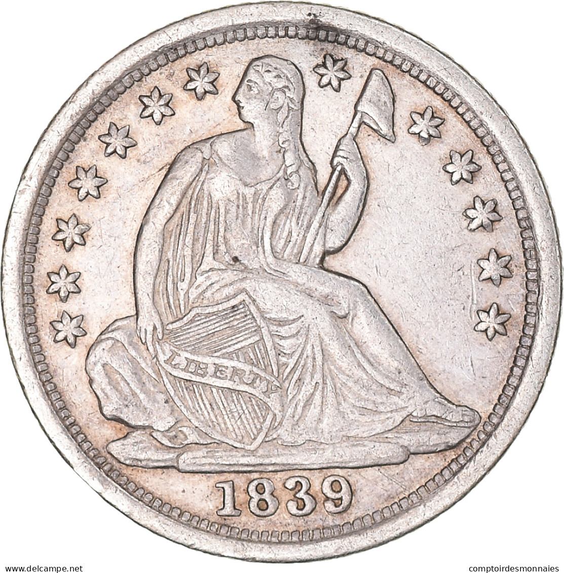 Monnaie, États-Unis, Seated Liberty Half Dime, 1839-O, U.S. Mint, New Orleans - Half Dimes (Demi Dimes)