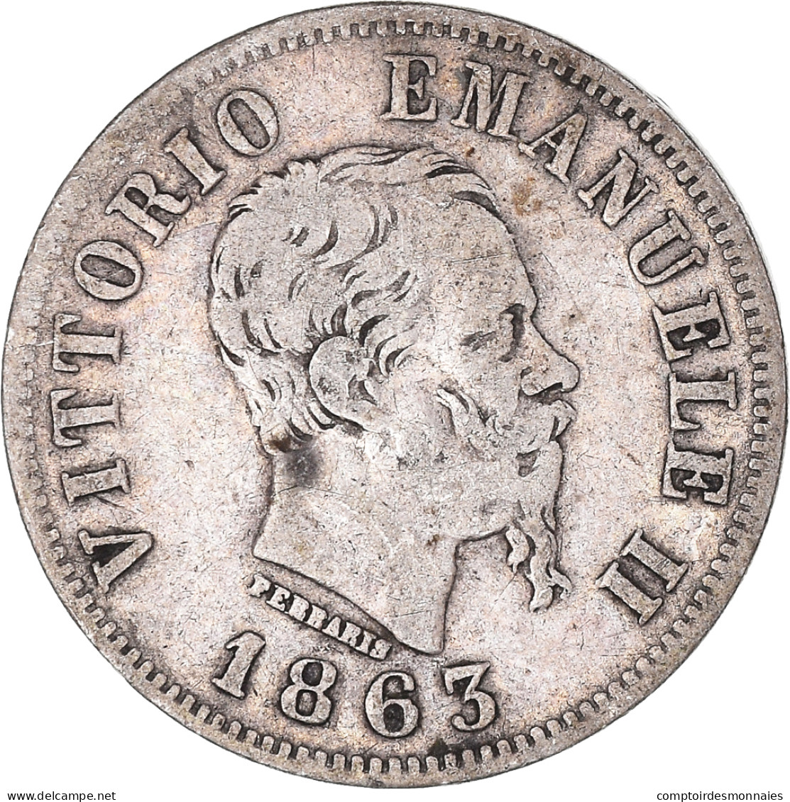 Monnaie, Italie, Vittorio Emanuele II, 50 Centesimi, 1863, Torino, TB+, Argent - 1861-1878 : Vittoro Emanuele II