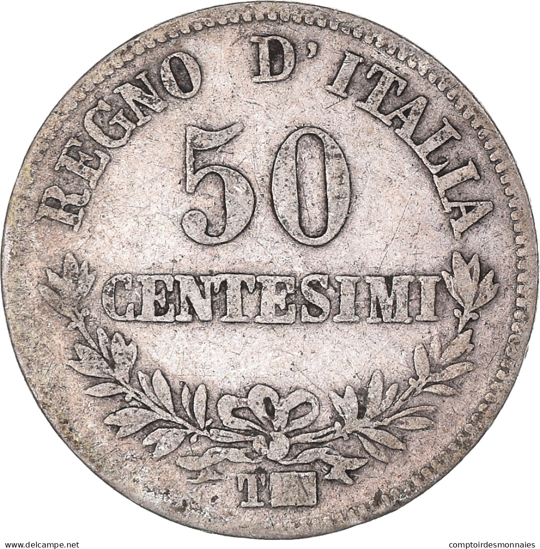 Monnaie, Italie, Vittorio Emanuele II, 50 Centesimi, 1863, Torino, TB+, Argent - 1861-1878 : Vittoro Emanuele II